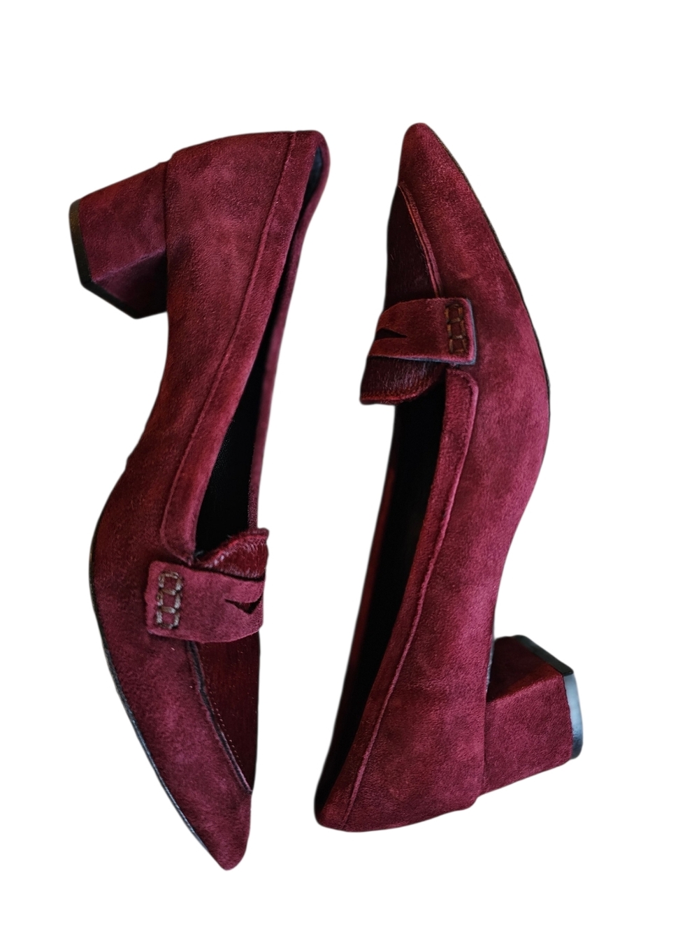 Fabio Rusconi  Pointed Burgundy Suede Loafers with Low Heel